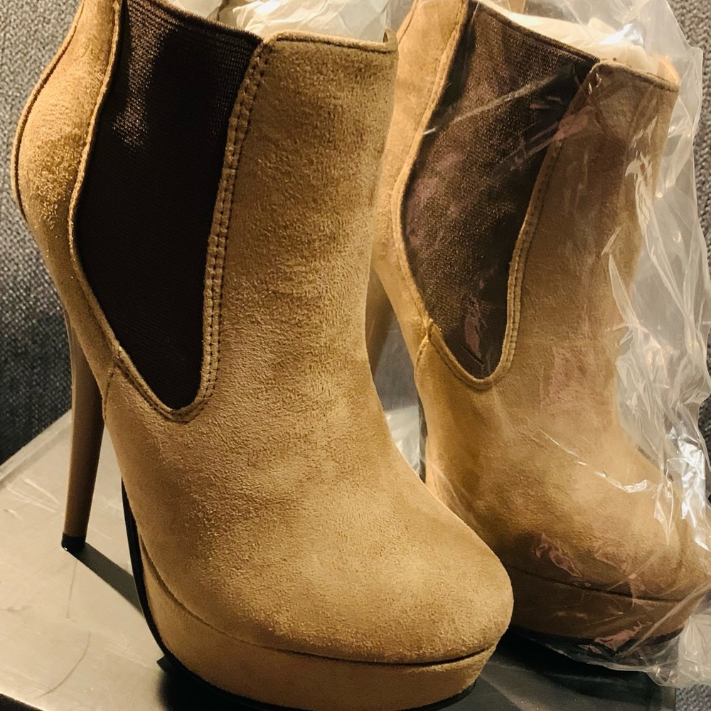 Taupe Suede Platform Booties